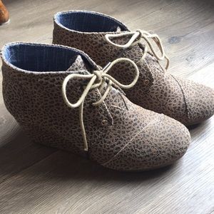 Leopard Print Toms Wedge Booties